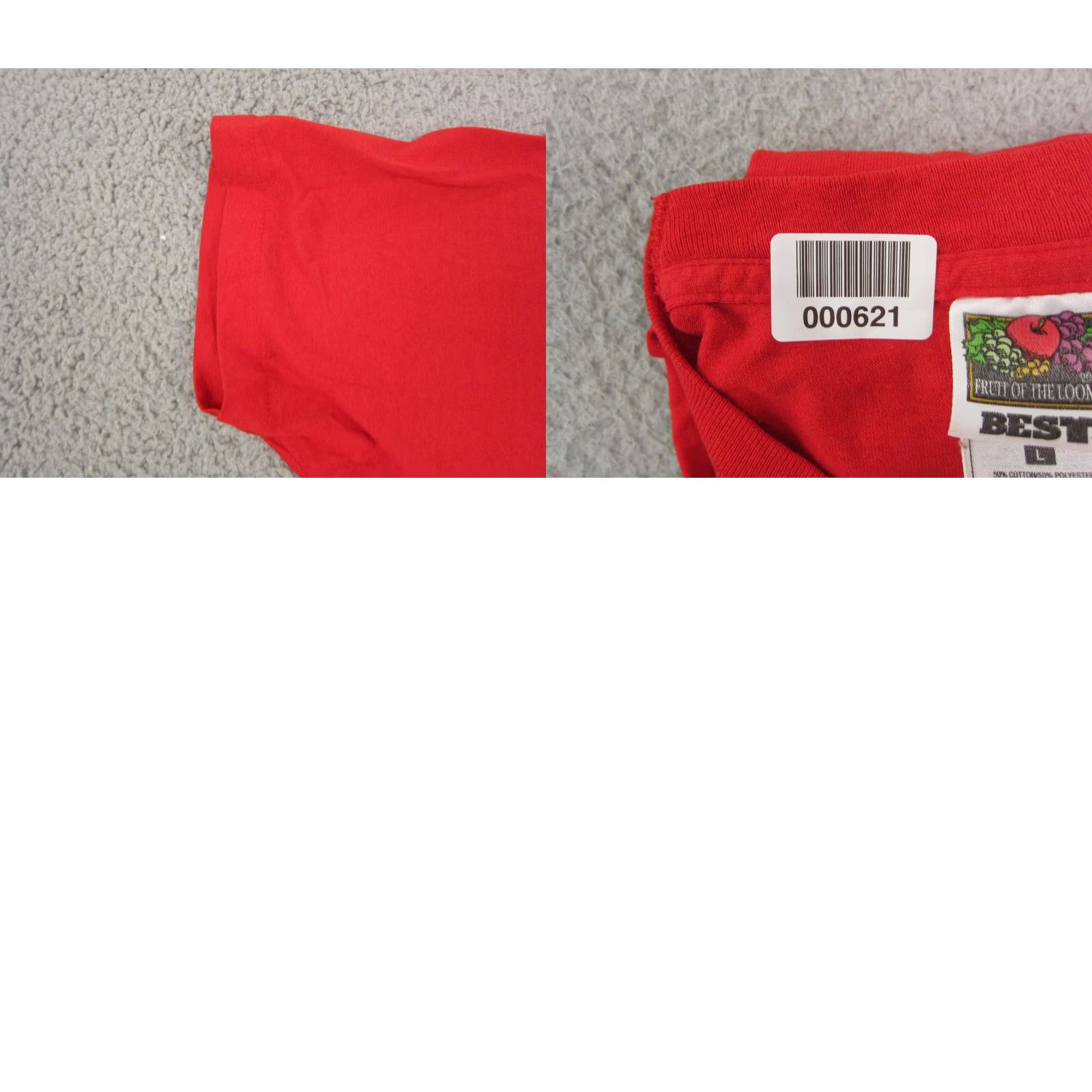 Fruit Of The Loom VINTAGE Shirt Mens Large Red Fruit of the Loom Profit Data Made in USA Good Record Cents 80s 90s USA Size US L / EU 52-54 / 3 - 9 Thumbnail