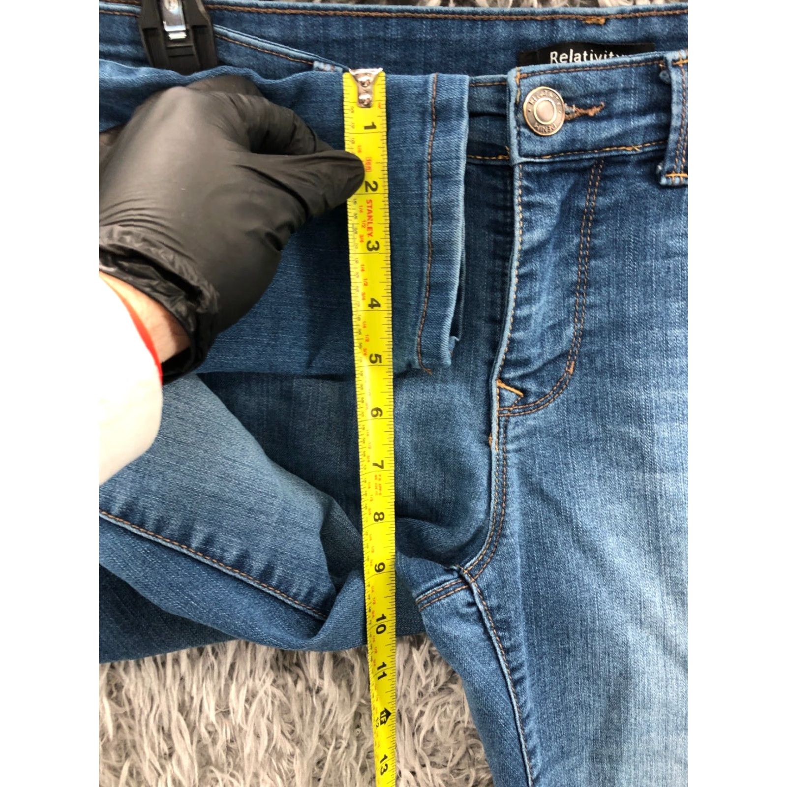 Vintage Relativity Jeans Slim Skinny Jeans Size 8 Womens Medium Wash Blue Regular Fit 5-Pocket Denim Cotton Belt Loops Zip Button Size 30" / US 8 / IT 44 - 4 Thumbnail