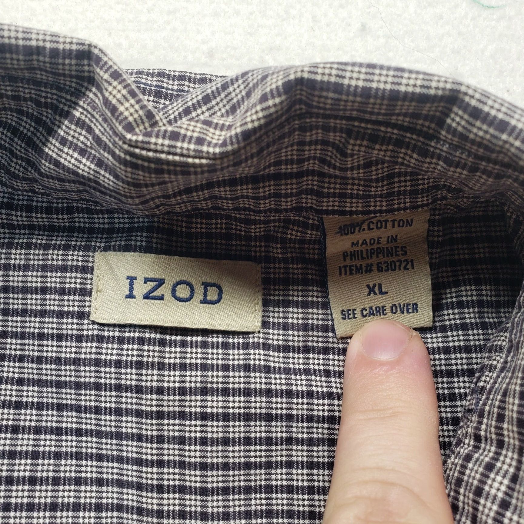 Izod IZOD Shirt Adult Men's Gray Checkered Short Sleeve Button Up XL Extra Large Size US XL / EU 56 / 4 - 3 Thumbnail