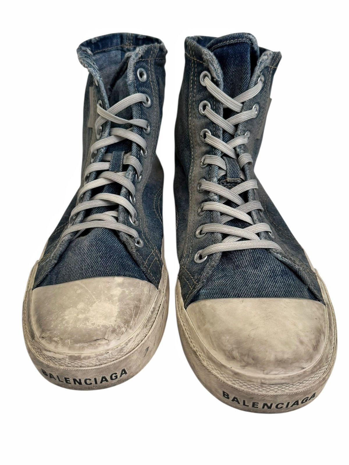 Balenciaga Denim Jeans Destroyed Blue Paris High Sneaker Size US 10 / EU 43 - 2 Thumbnail