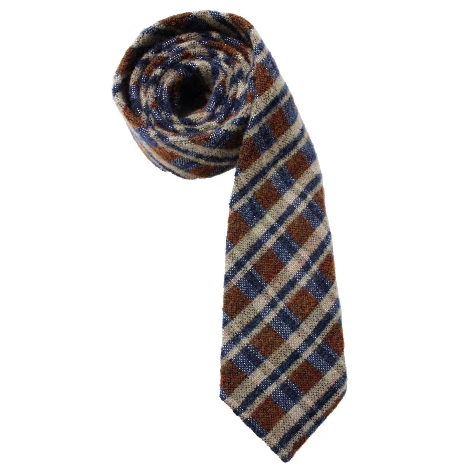 Suitsupply Suitsupply Tie Men's 151 X 8 CM Silk Wool Blend Blue Check Pattern Classic Tie Size ONE SIZE - 2 Thumbnail