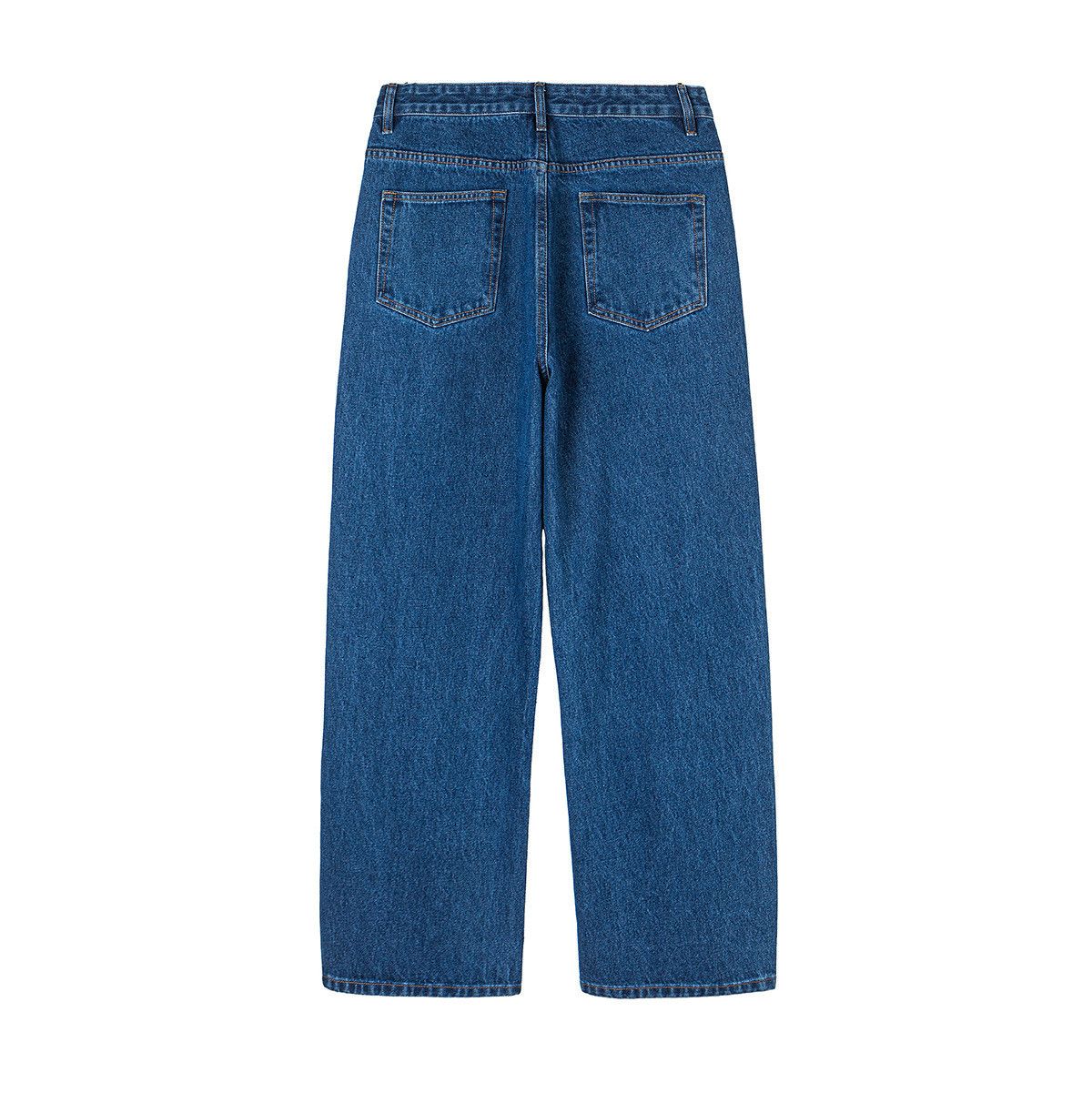 Jean Men's retro straight leg loose casual dark blue jeans Size US 32 / EU 48 - 2 Thumbnail