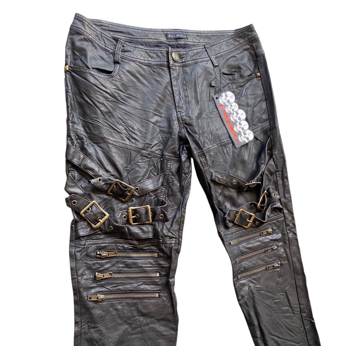 💥DEVIL FASHION BONDAGE PU LEATHER BIKER PANT