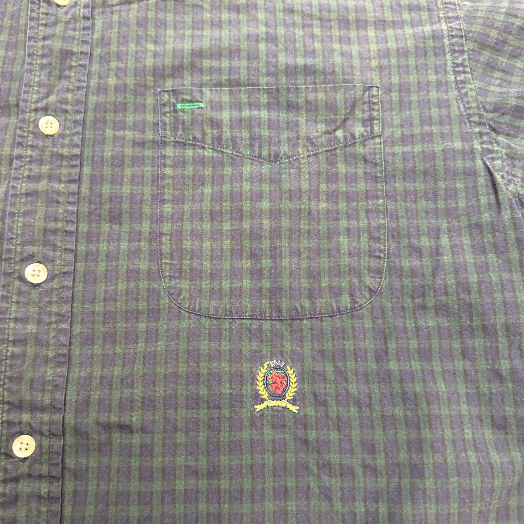 Tommy Hilfiger VINTAGE Tommy Hilfiger Shirt Large Green Plaid Cotton Button-Down 90s Mens Size US L / EU 52-54 / 3 - 5 Thumbnail