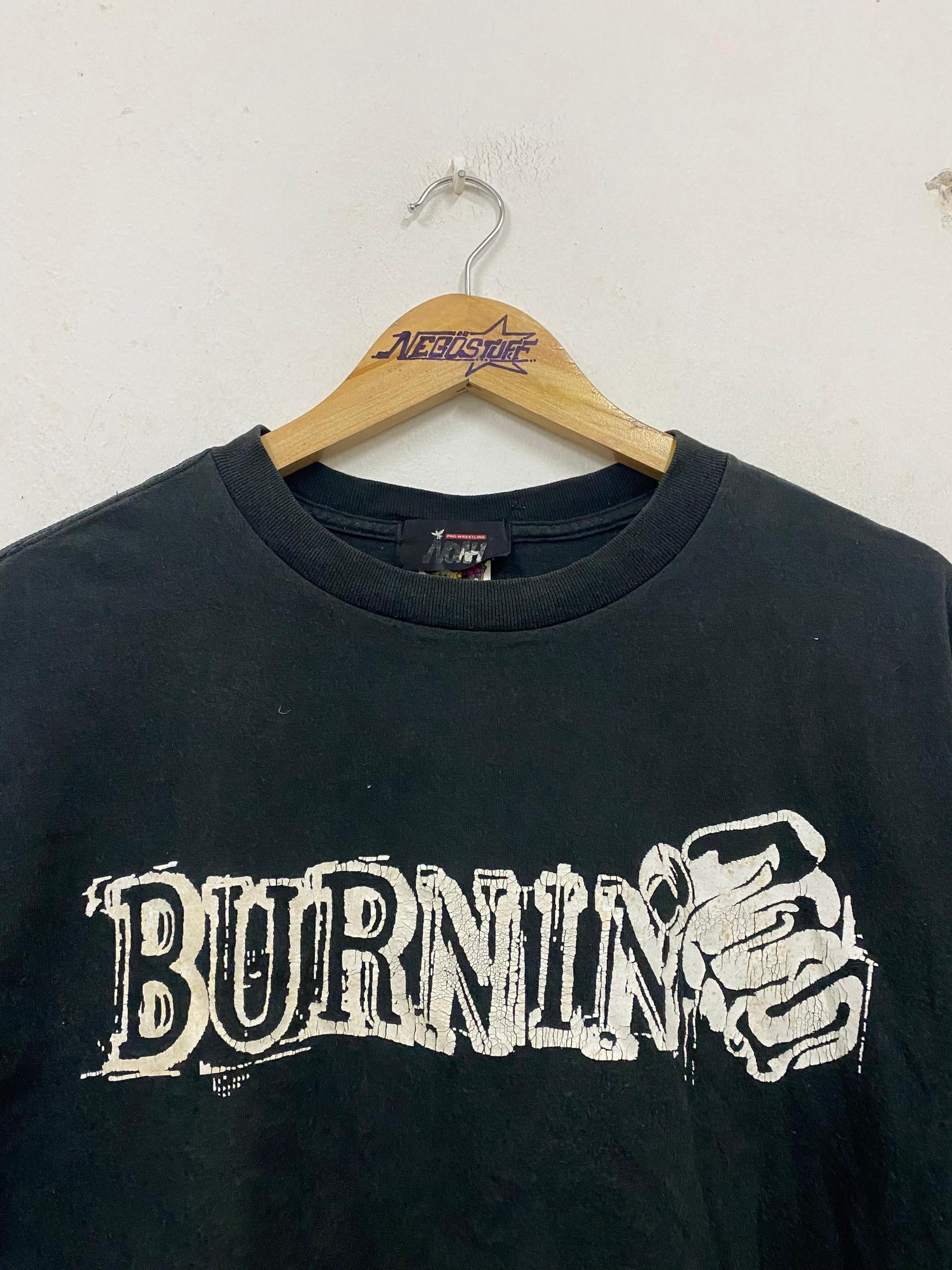 Vintage Vintage 90s "BURNING" NOAH Pro Wrestling promo t shirt Size US L / EU 52-54 / 3 - 2 Thumbnail