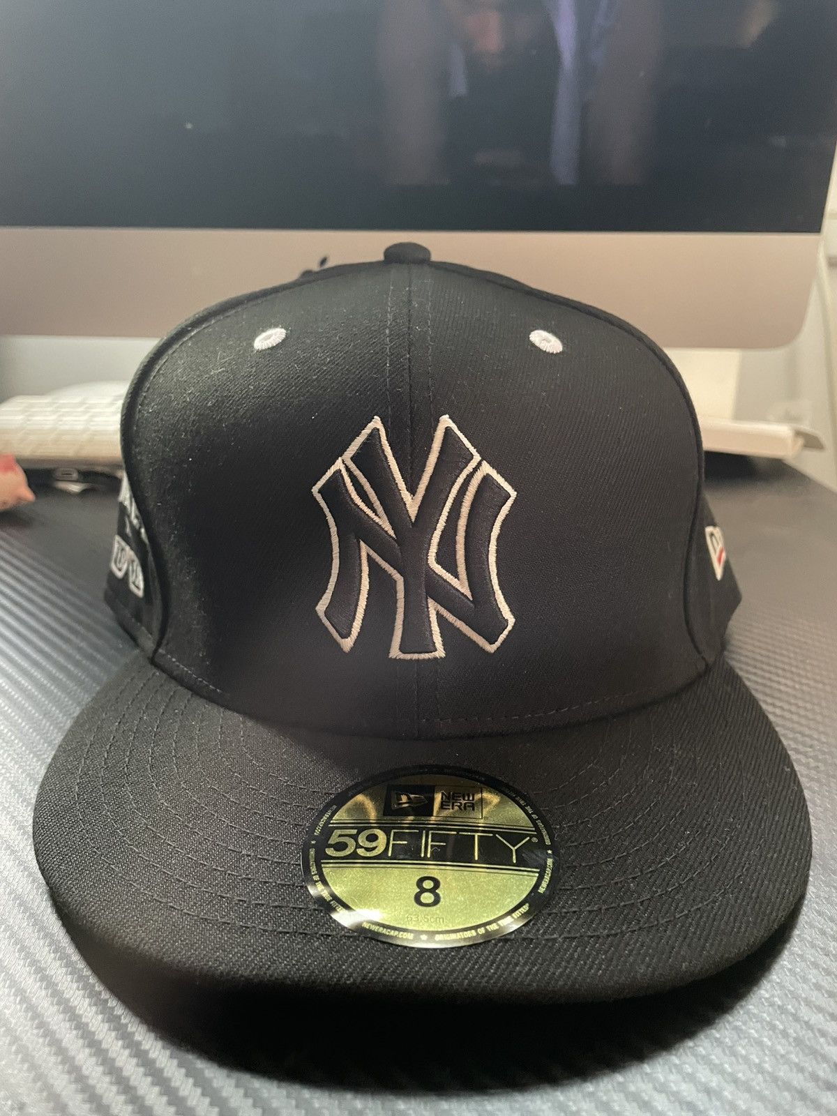 New Era New Era Feid Yankees Cap Black Green White Fitted Hat Size 8 Size ONE SIZE - 1 Thumbnail