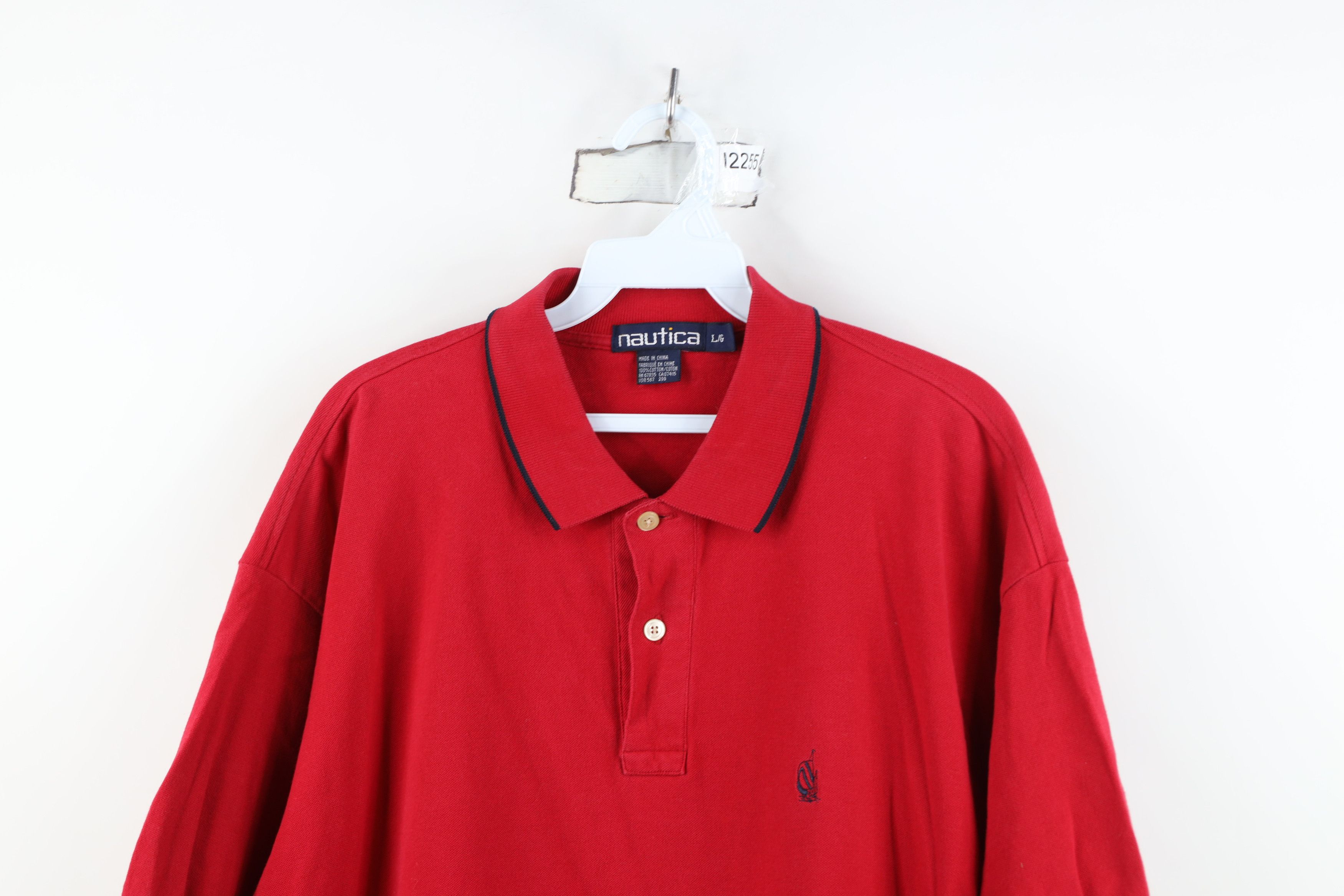 Nautica Vintage 90s Nautica Knit Collared Golf Polo Shirt Red Size US L / EU 52-54 / 3 - 2 Thumbnail