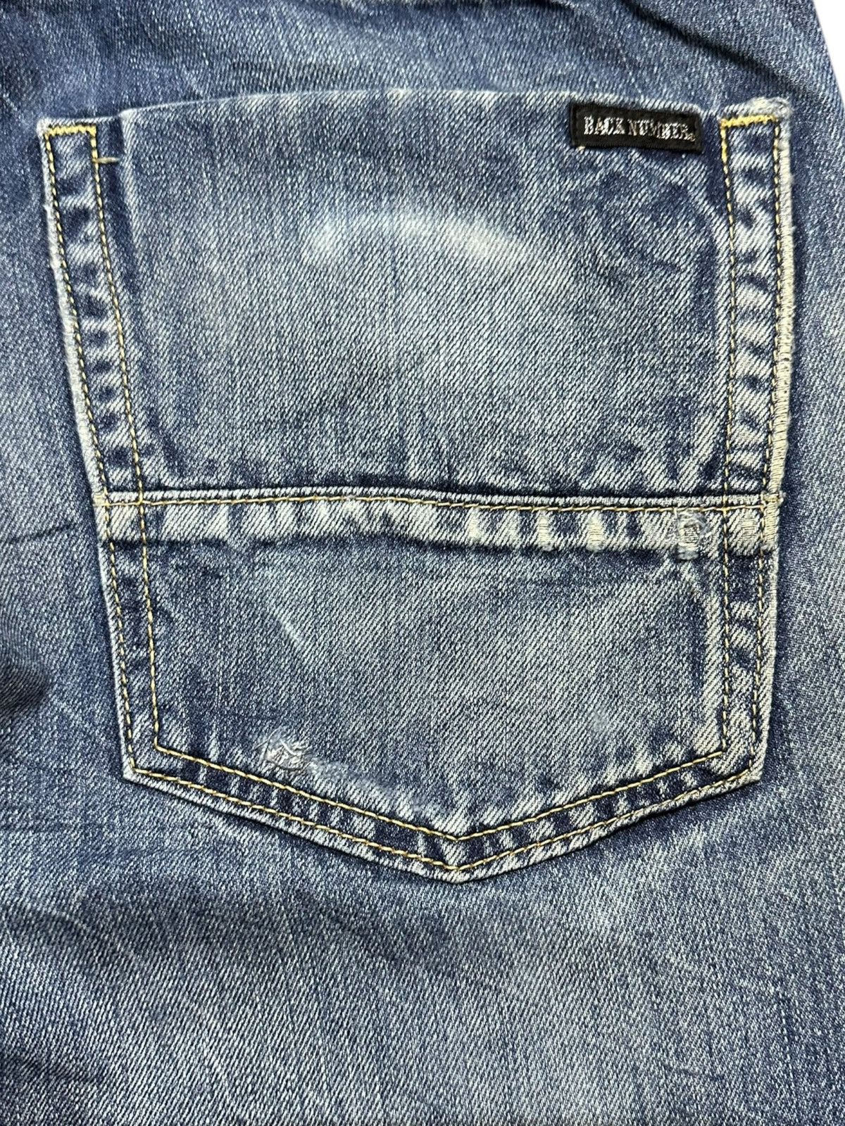Japanese Brand Vintage Back Number Faded Whiskers Honeycomb Denim Size US 32 / EU 48 - 7 Thumbnail