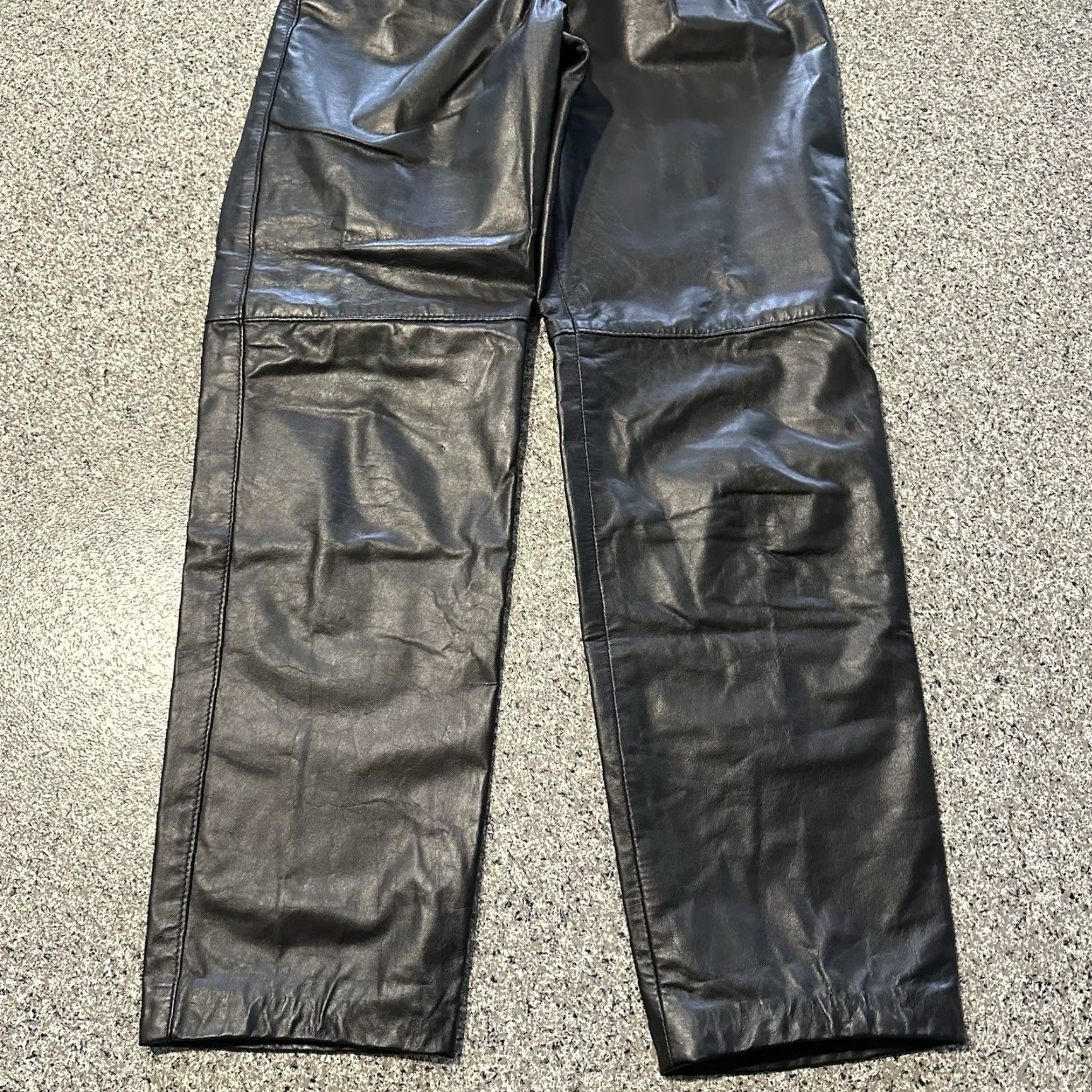 Vintage Vintage Comint Leather Pants Womens 24x29 Pleated High Rise Straight Genuine Black 90s Style Women's Pants Size 42" / US 20 - 3 Thumbnail