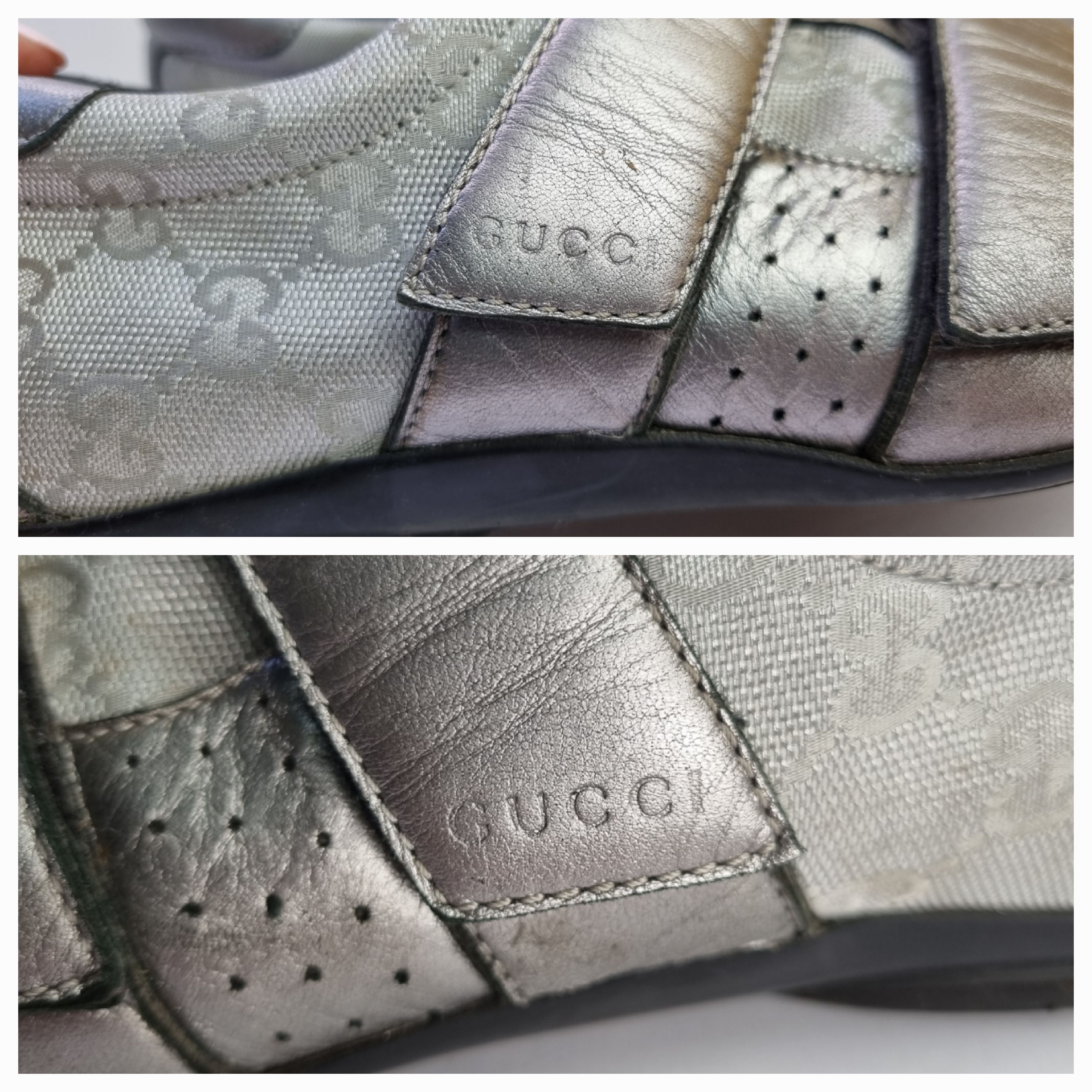 Gucci × Vintage Gucci Monogram Leather Metallic Italian Sneakers 091838 Size US 8 / EU 41 - 20 Thumbnail