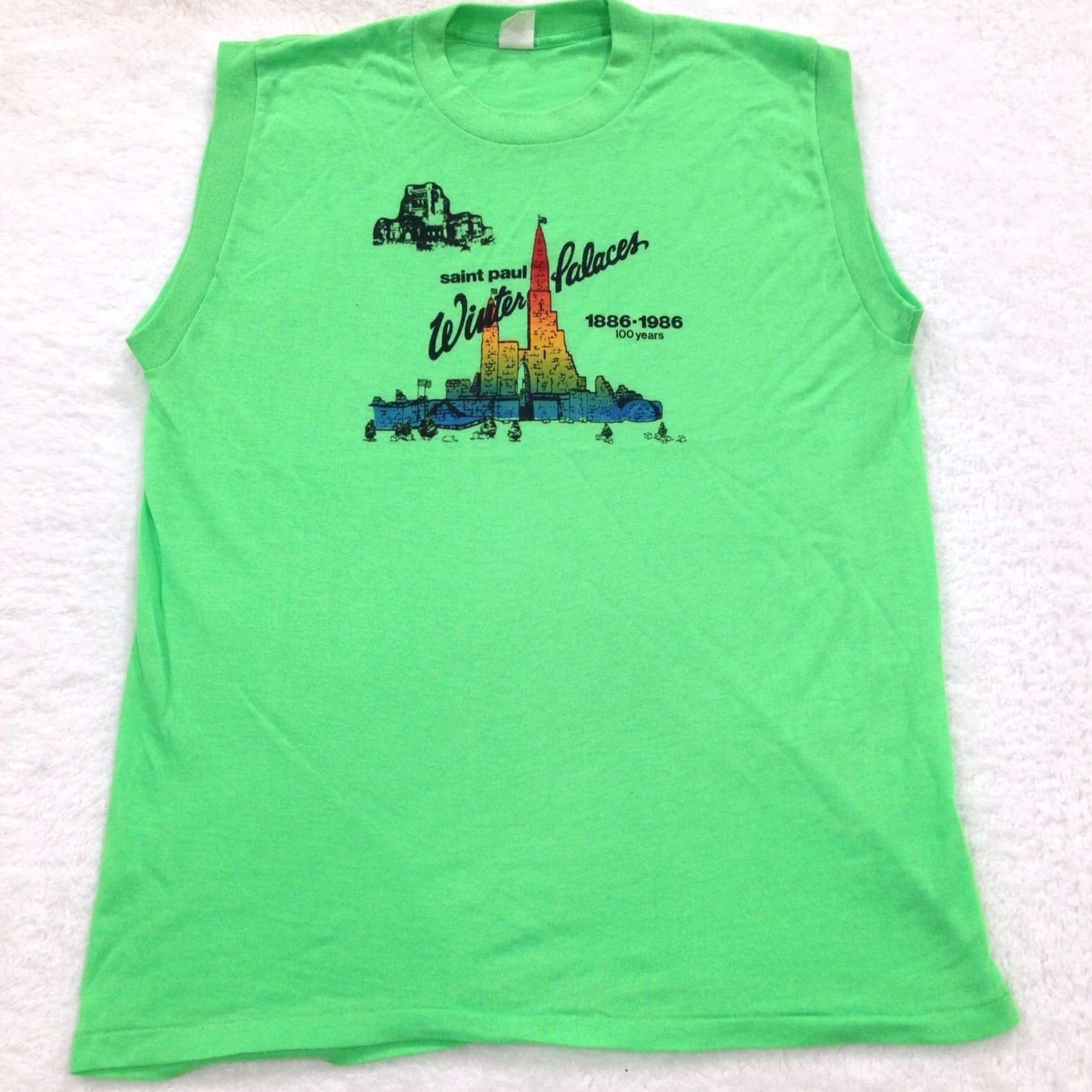 Vintage vtg 80s ST. PAUL WINTER PALACES MUSCLE T-Shirt M/L acrylic tank ice green Men Adult M 80s Beach SpeedsIgnite Men Size US M / EU 48-50 / 2 - 2 Thumbnail