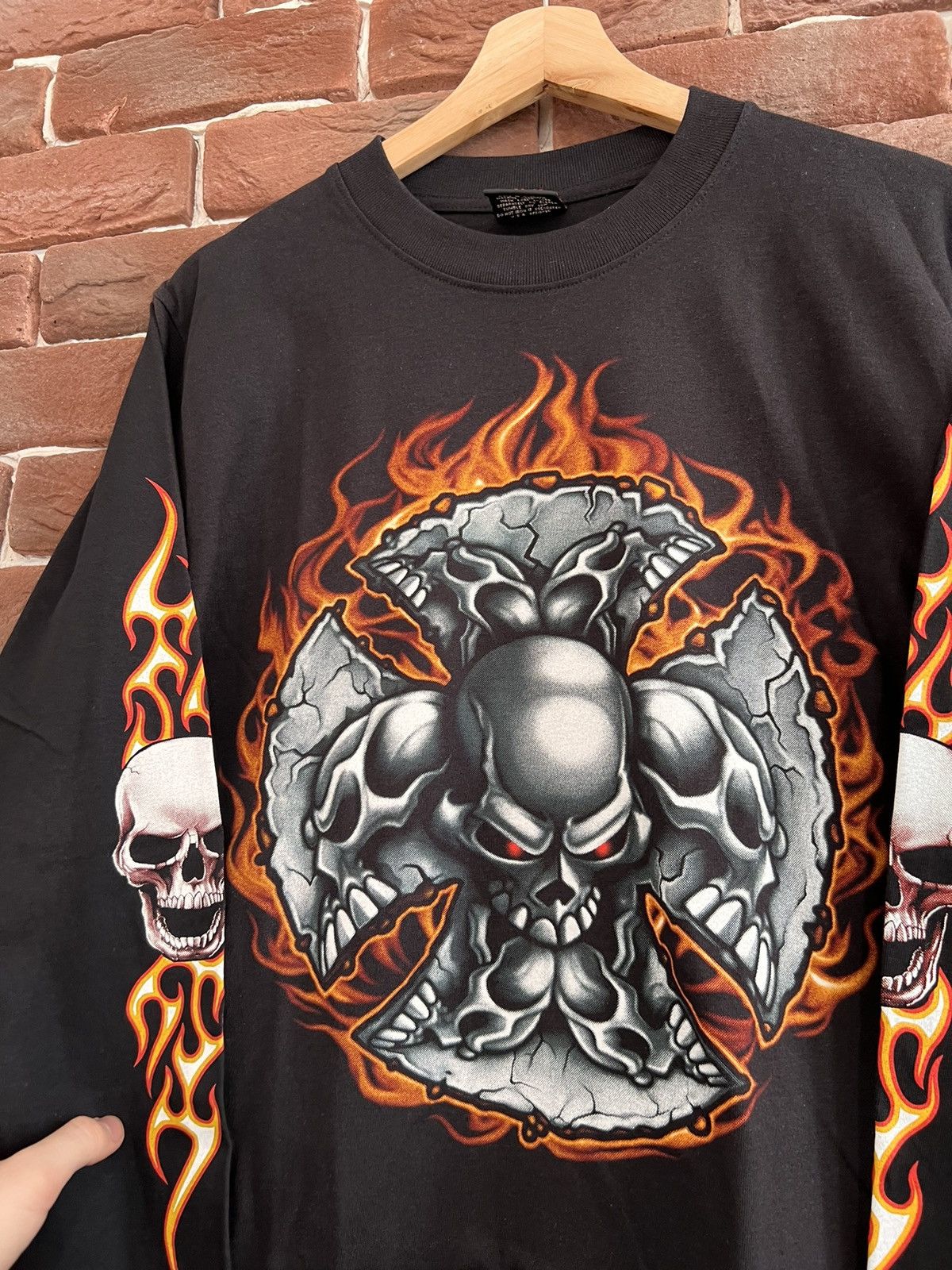 Vintage Vintage 90s Flames Sleeves Longsleeve Hype Streetwear Drip Size US M / EU 48-50 / 2 - 6 Thumbnail