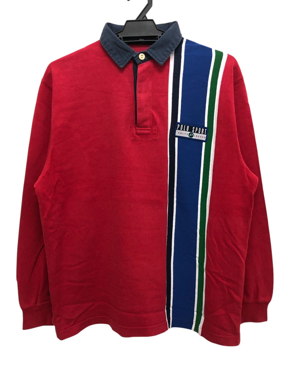 90s 🔥 POLO SPORT VERTICAL STRIPE POLO RUGBY LONGSLEEVE RARE