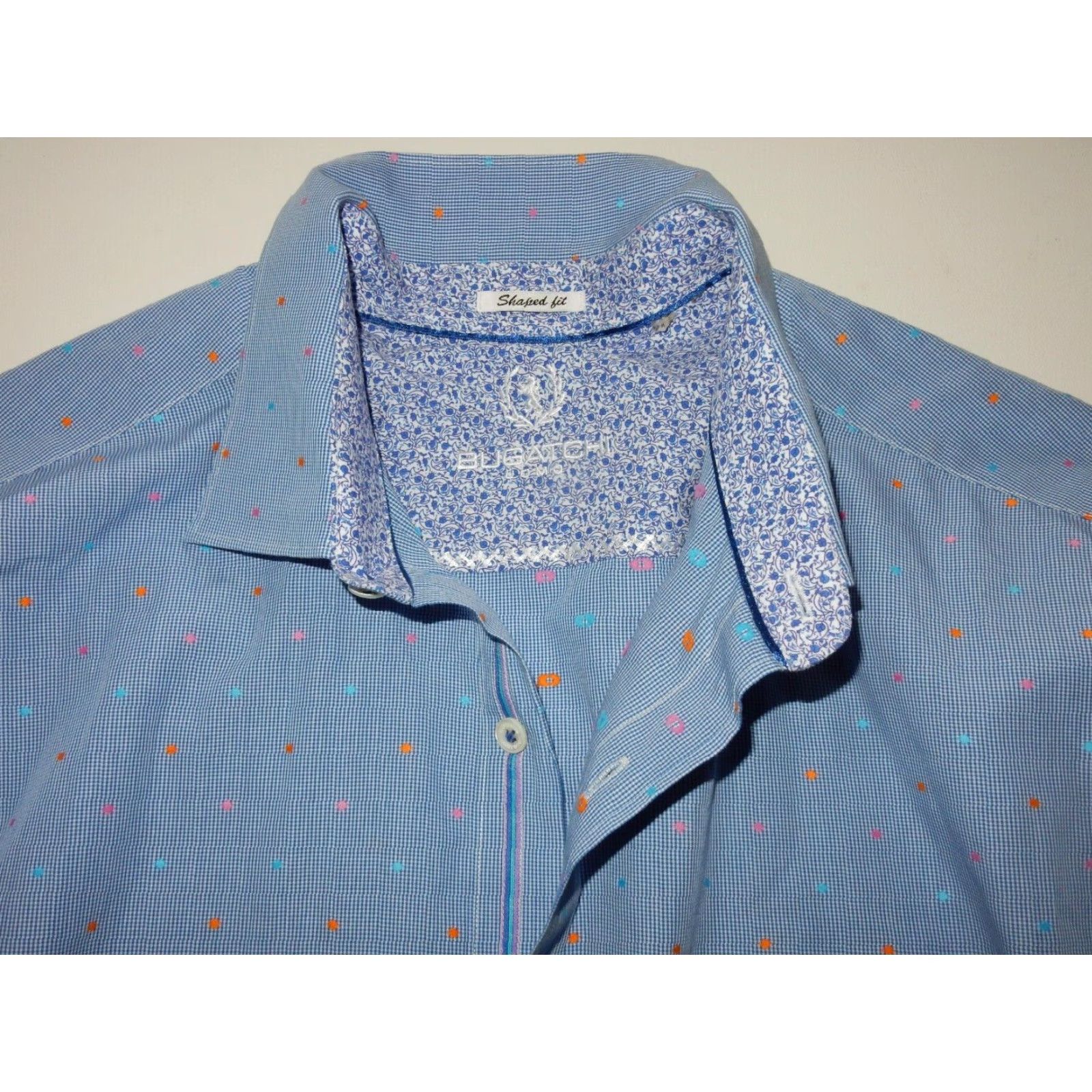 BUGATCHI Bugatchi Uomo Blue Long Sleeve Button-Up Shirt XL Shaped Fit Mens Size US XL / EU 56 / 4 - 5 Thumbnail