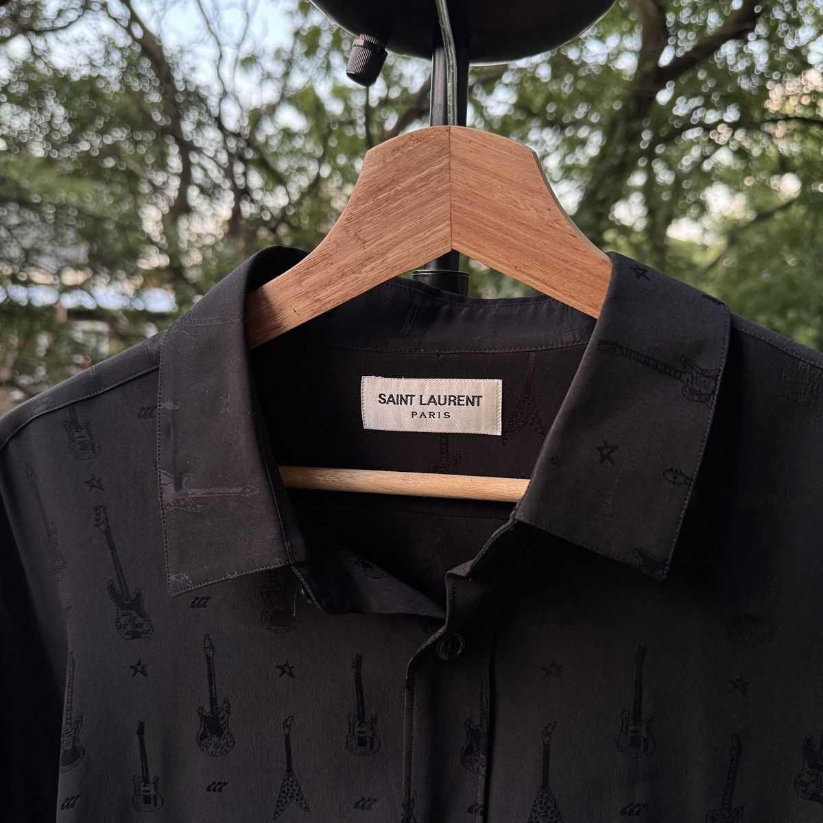 Saint Laurent Paris Saint Laurent Paris FW15 Hedi Slimane Silk Guitar Shirt Size US XL / EU 56 / 4 - 4 Thumbnail