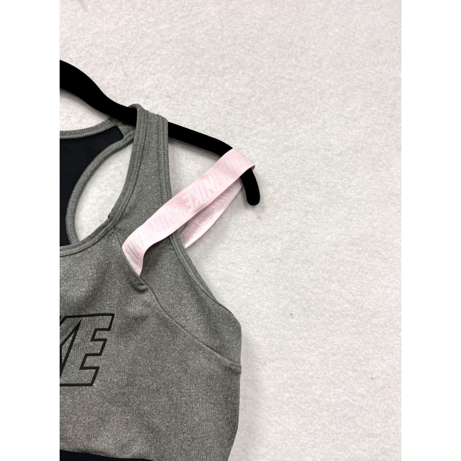 Nike Nike Womens L Racerback Sports Bra Color Gray Size ONE SIZE - 5 Thumbnail