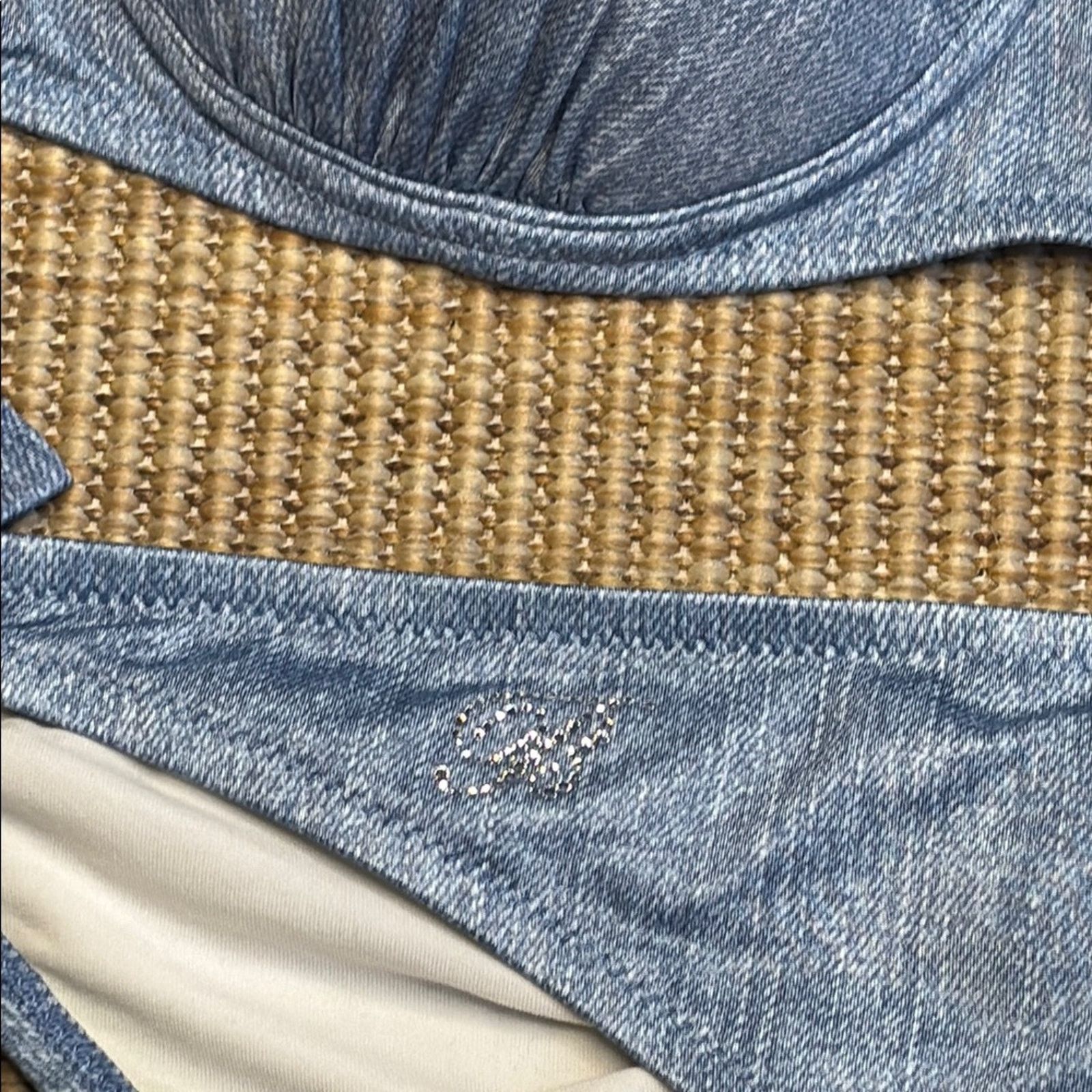 Blumarine NWT Blumarine Blue denim flowers beads Bikini Size L Size ONE SIZE - 11 Thumbnail