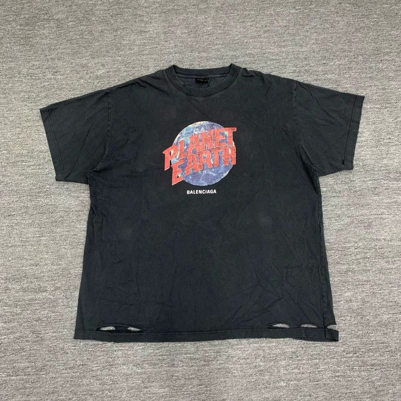 Balenciaga Balenciaga Black washed destroyed earth short sleeve Size US XL / EU 56 / 4 - 1 Thumbnail