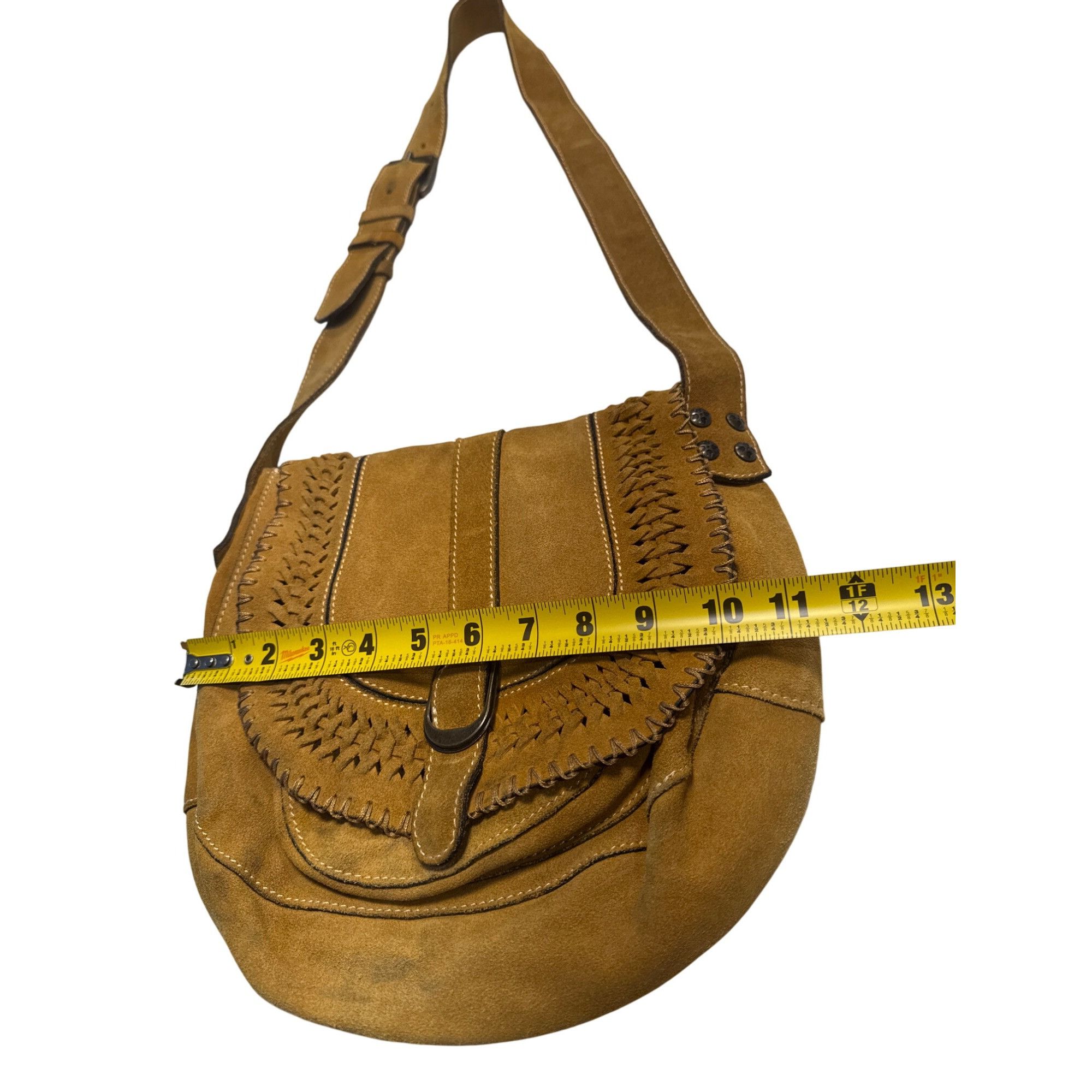Patricia Nash Patricia Nash Womens Brown Leather Suede Hobo Shoulder Bag S Size ONE SIZE - 5 Thumbnail