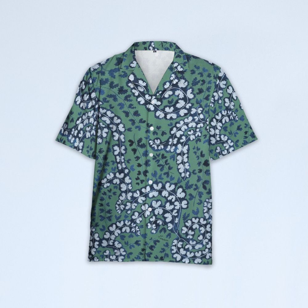 Designer Men's Rateau Print Bowling Shirt | Leaf Pattern Shirt Size US S / EU 44-46 / 1 - 2 Thumbnail