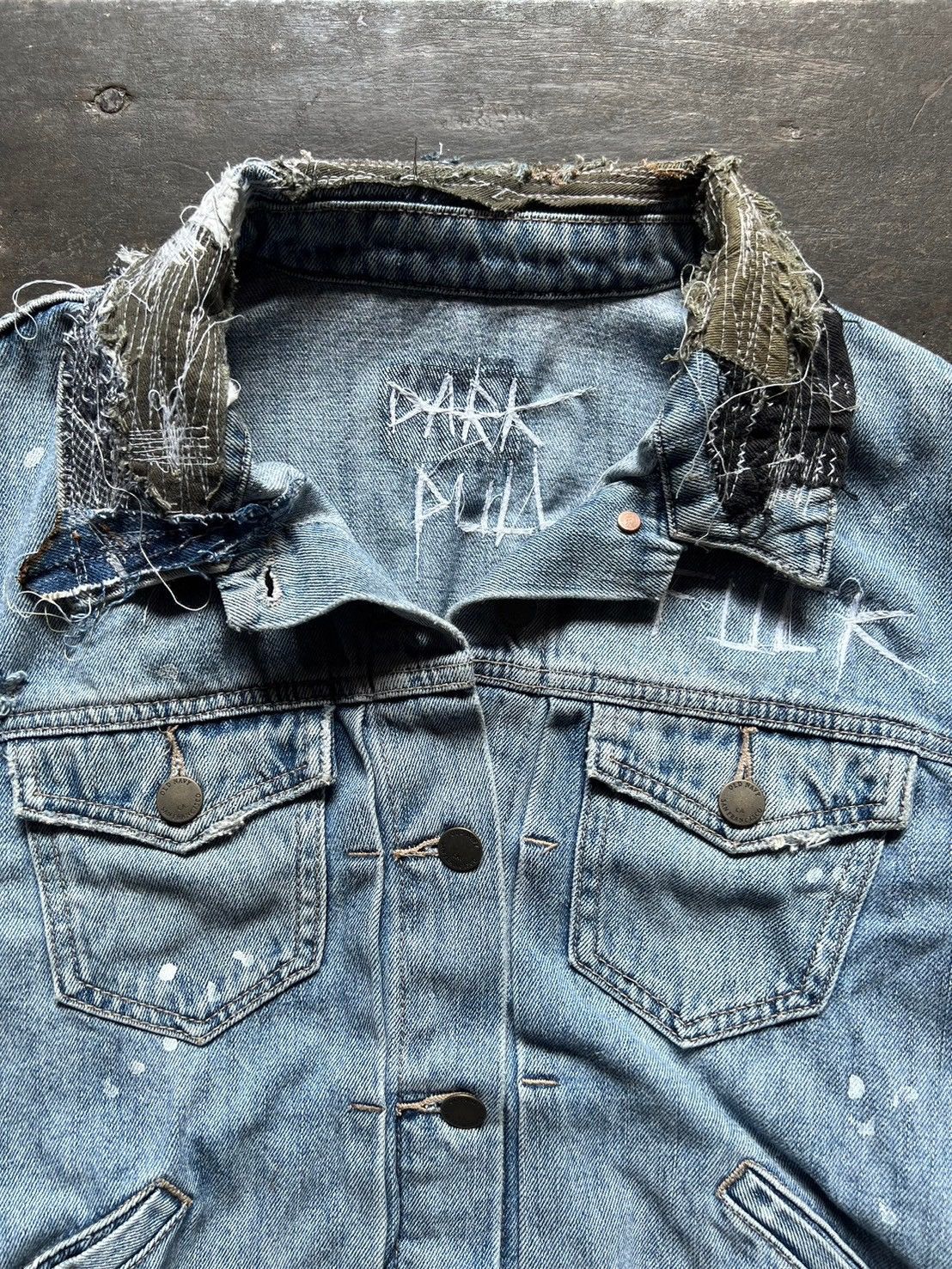 Vintage Grail* Vintage "FUCK" Patchwork Denim Jackets by DARKPULL Size US S / EU 44-46 / 1 - 1 Thumbnail