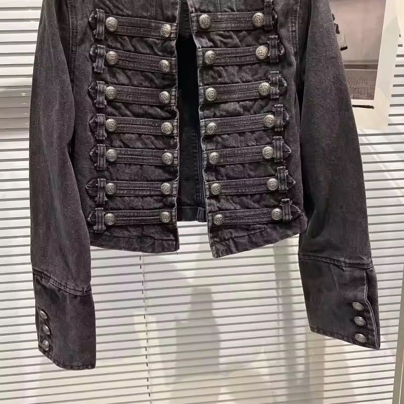 Japanese Brand Vintage Military-Inspired Denim Jacket – Bold, Structured Size US S / EU 44-46 / 1 - 4 Thumbnail