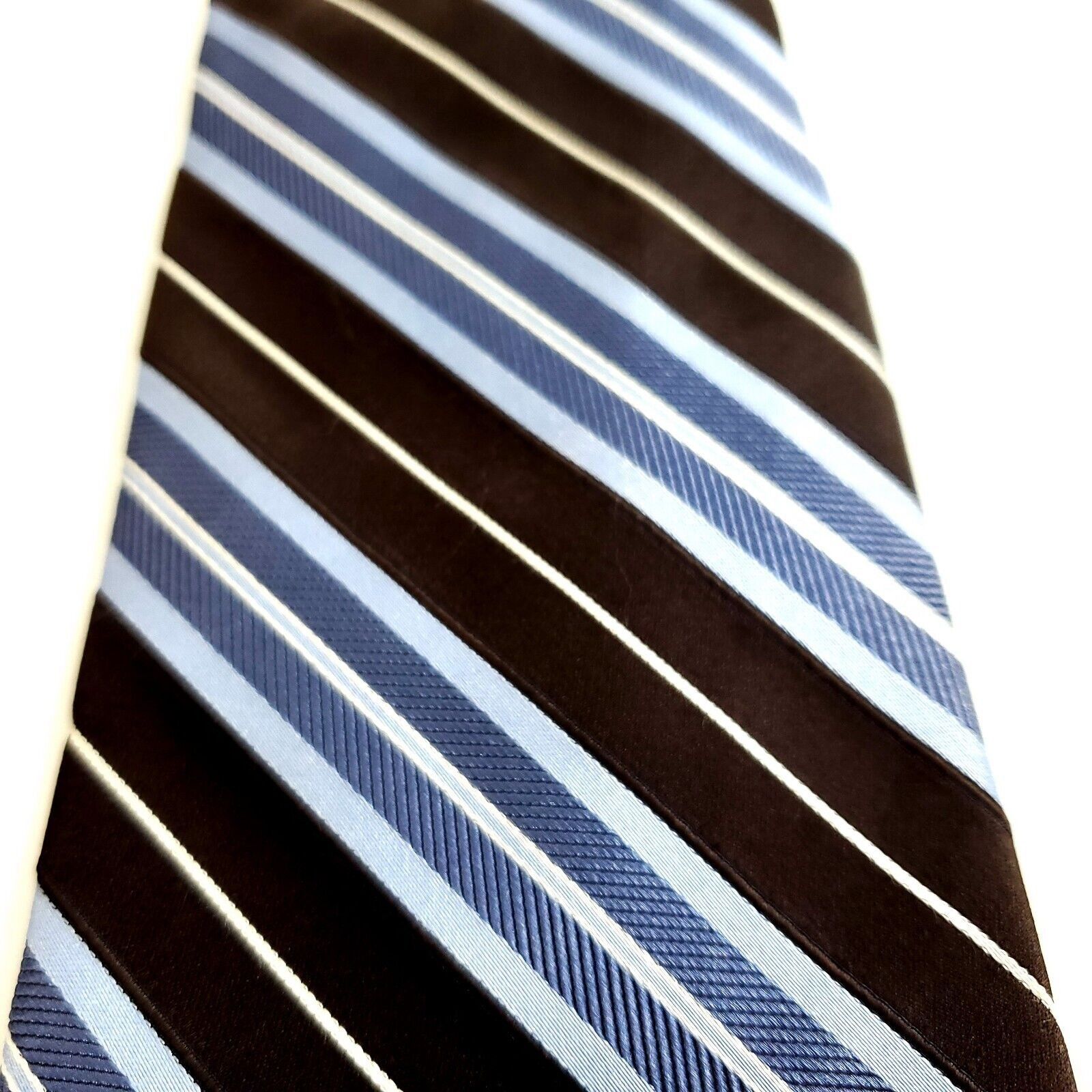 Jones New York Jones New York Brown Blue Striped Woven Silk Tie Size ONE SIZE - 2 Thumbnail