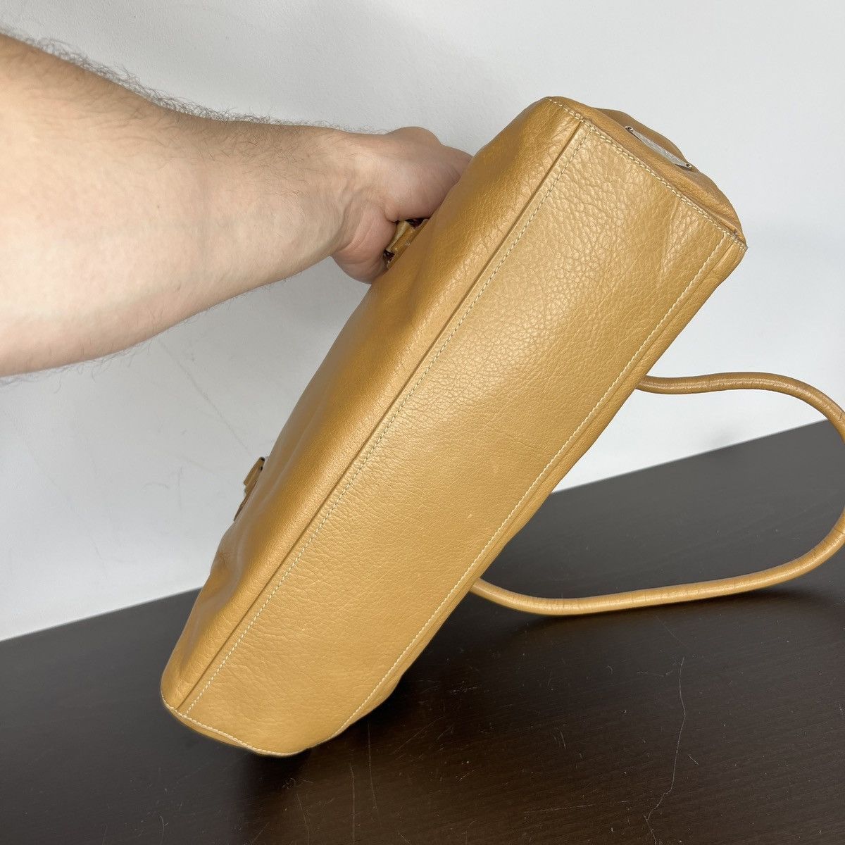 Prada Prada Milano Shoulder Handle Bag Beige Leather Triangle Logo Size ONE SIZE - 7 Thumbnail