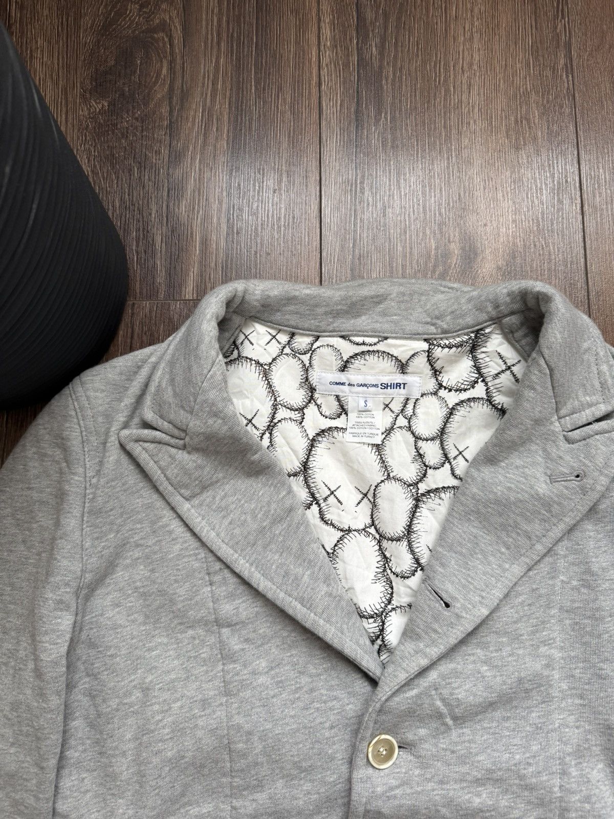 Comme des Garcons SHIRT × Kaws COMME des GARCONS SHIRT KAWS Blazer Jacket Grey Cotton Lining Print Size S Auth Size 36R - 3 Thumbnail