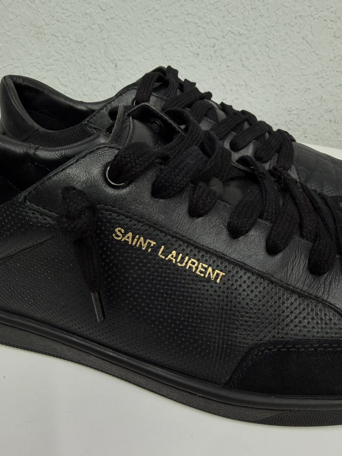 Saint Laurent Paris Saint Laurent Paris Black Leather Sneakers Low Top Shoes Size US 9.5 / EU 42-43 - 13 Thumbnail