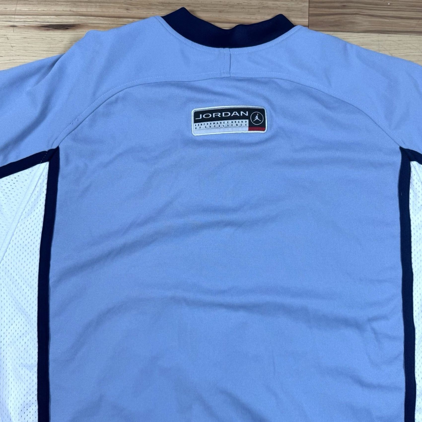 Nike VINTAGE Nike Jordan Jumpman Jacket Powder Blue Button Basketball Warm Up Mens XL Blue Track Jacket Size US XL / EU 56 / 4 - 5 Thumbnail