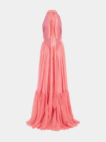 Gucci o1loc1c0226 832084 Tulip Neck Maxi Dress in Pink Size M / US 6-8 / IT 42-44 - 2 Thumbnail