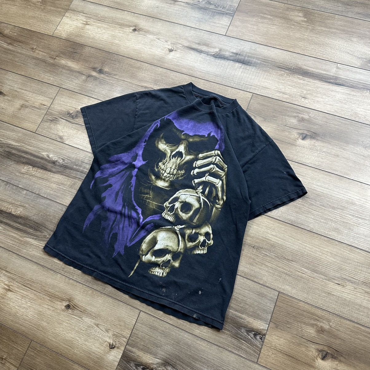 Other Vintage 2000s Y2K Grim Reaper Skull Grunge Graphic Tee Size US M / EU 48-50 / 2 - 3 Thumbnail