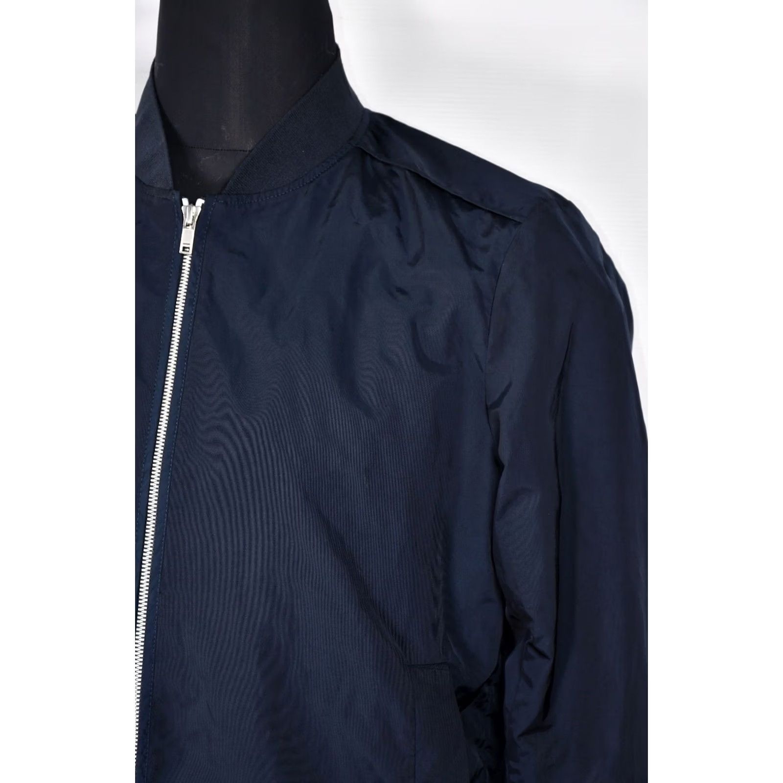 Theory Theory Bomber Jacket Men M Blue Solid Zip 100% Genuine Polyester/Nylon Classic Casual Fall Spring Summer Winter 92% Polyester 8% Nylon Size US M / EU 48-50 / 2 - 6 Thumbnail
