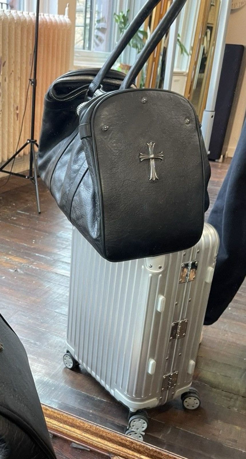 Chrome Hearts Chrome Hearts XL Duffle Bag Black Leather Crosses Luggage Size ONE SIZE - 15 Thumbnail