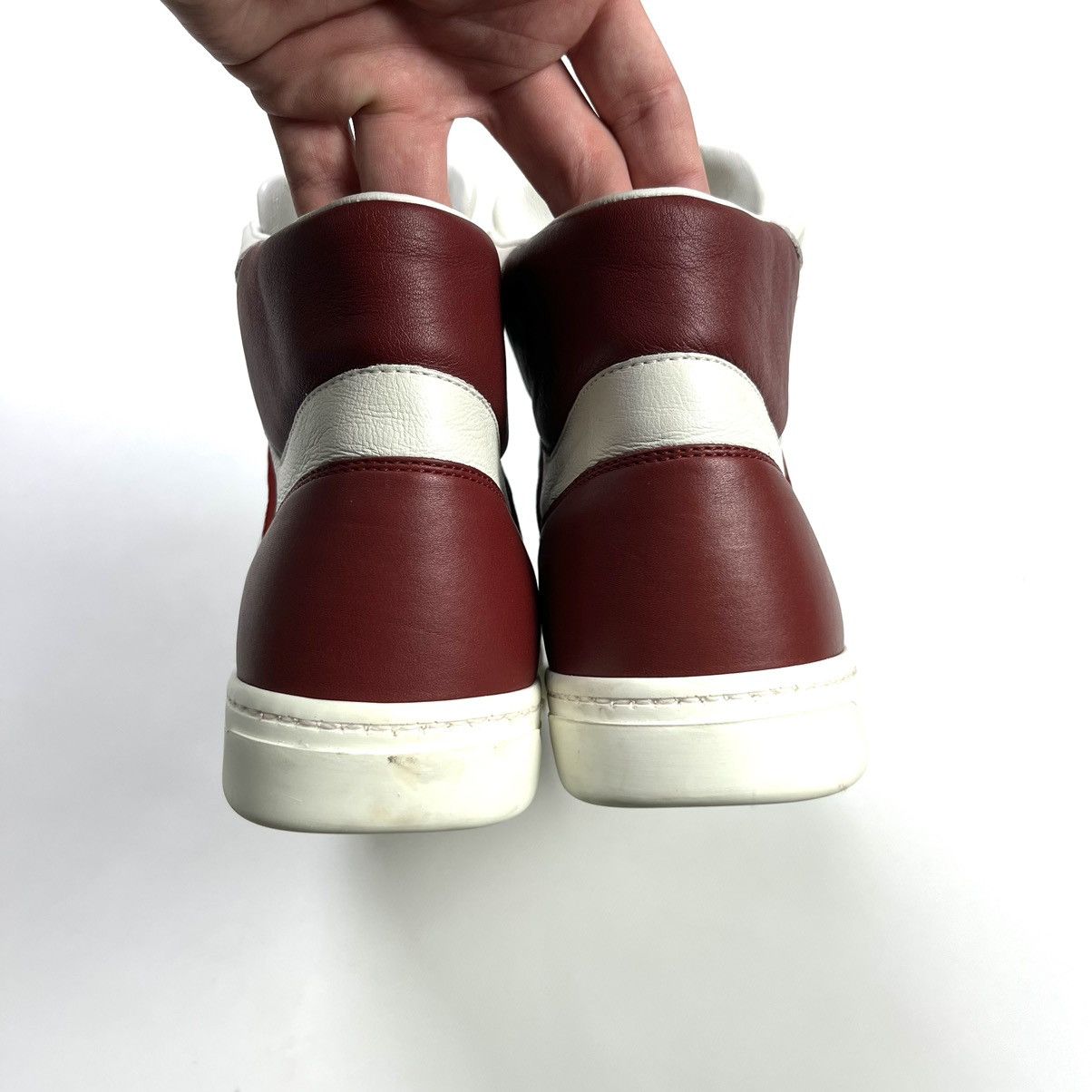 Gucci Gucci Luxury Hi-Top Sneakers Leather Red White Size US 7 / EU 40 - 5 Thumbnail