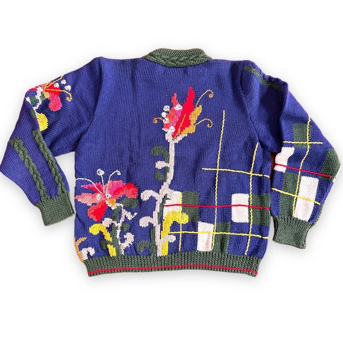 0 Vintage Berek Marta D Hand knit Floral Plaid Sweater Granny Size L / US 10 / IT 46 - 2 Thumbnail