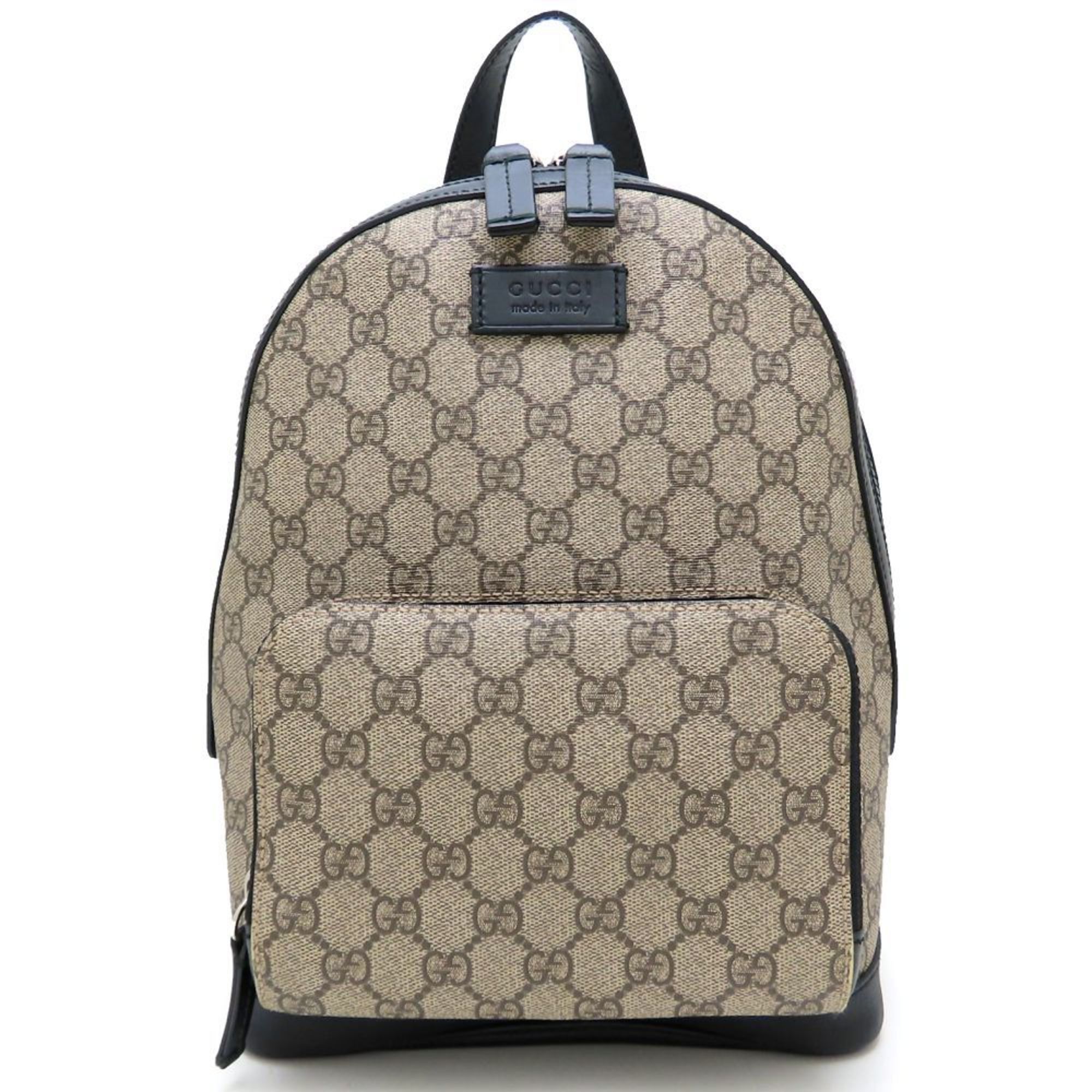 GUCCI Small Backpack 429020, GG Supreme Canvas and Leather, Beige