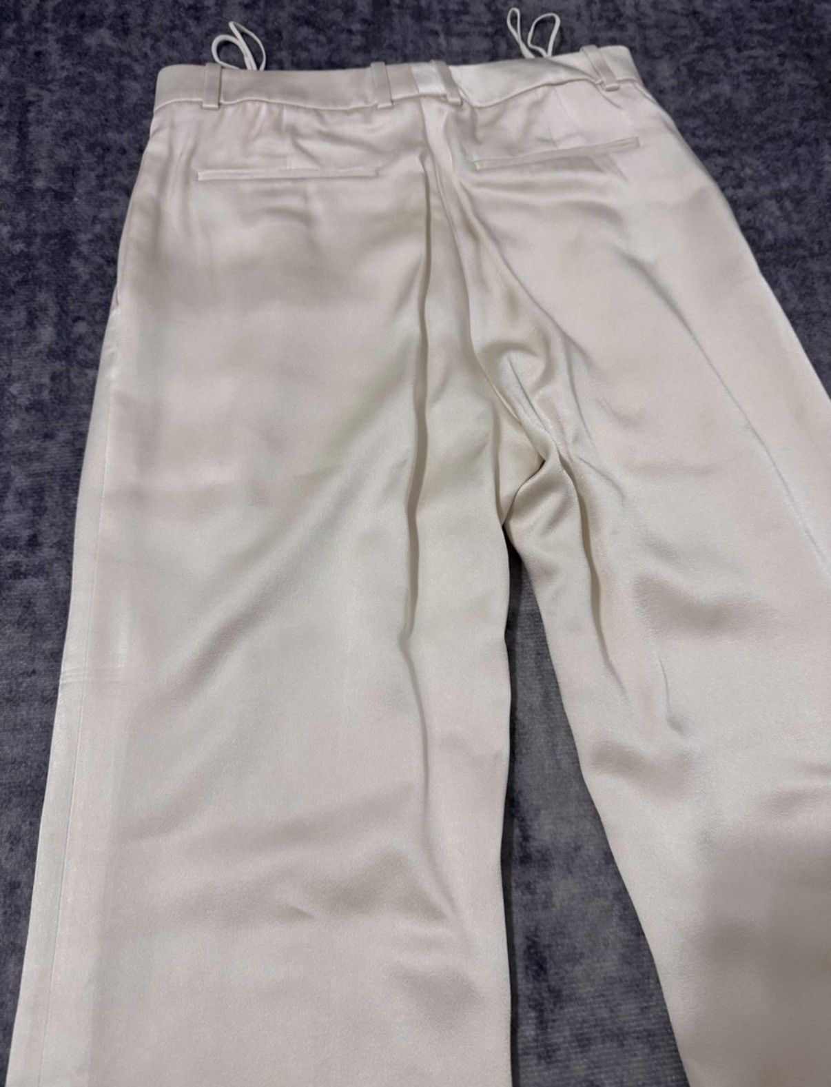 Saint Laurent Paris SLP 23SS Satin Off-White Straight Flared Tailored Pants Size US 32 / EU 48 - 4 Thumbnail