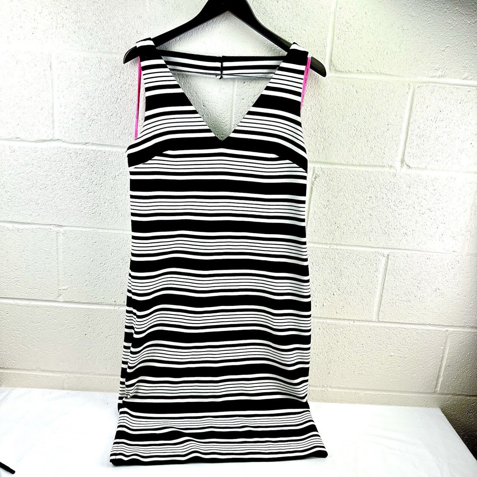 Betsey Johnson Betsey Johnson Sleeveless Midi Dress 14 Black & White Stripe Size XL / US 12-14 / IT 48-50 - 1 Thumbnail