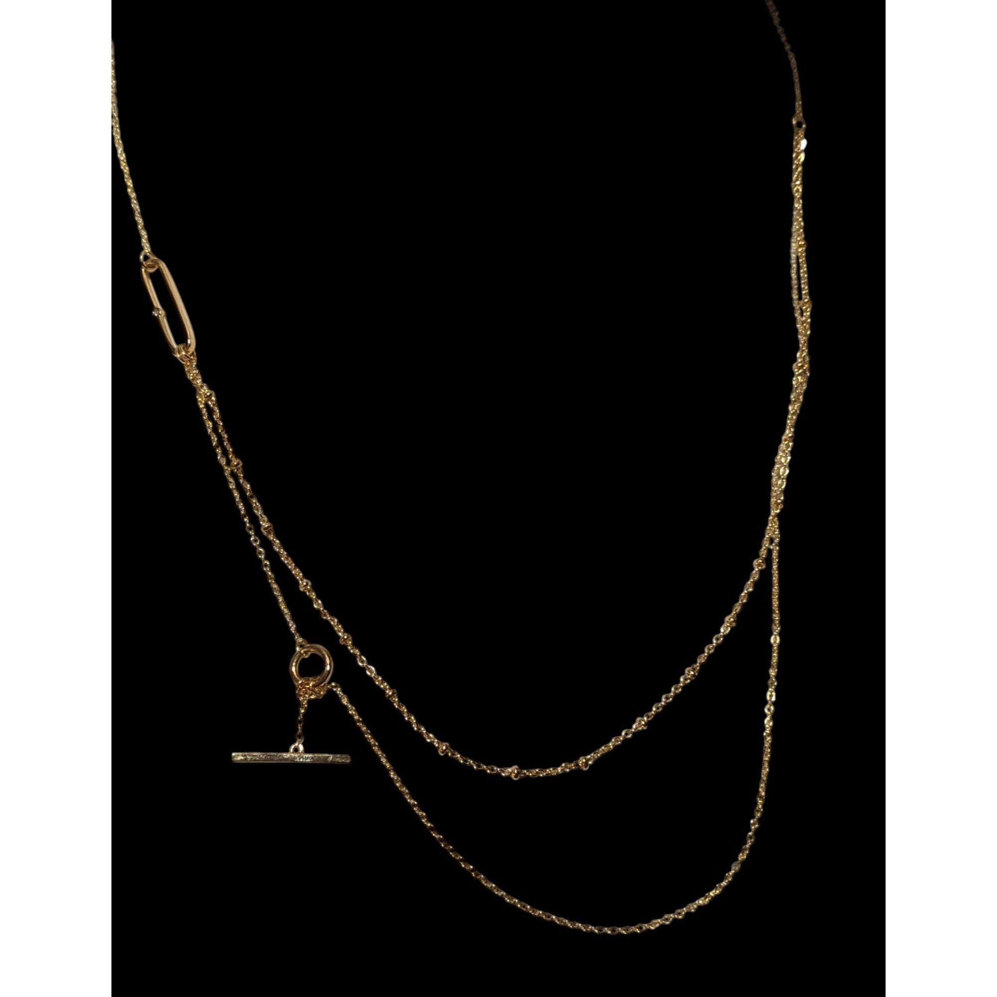 Other Minimalist Crystal Gold Tone Abstract Dainty Multilayer Neck Size ONE SIZE - 4 Thumbnail