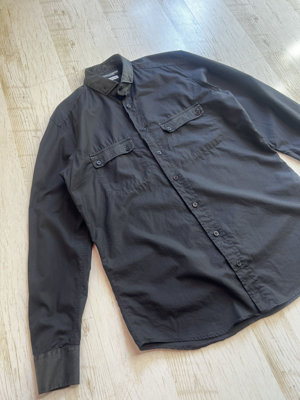 Dolce & Gabbana Dolce & Gabbana Cotton Shirt with Silk Details–Size 16.5(42) Size US M / EU 48-50 / 2 - 3 Thumbnail