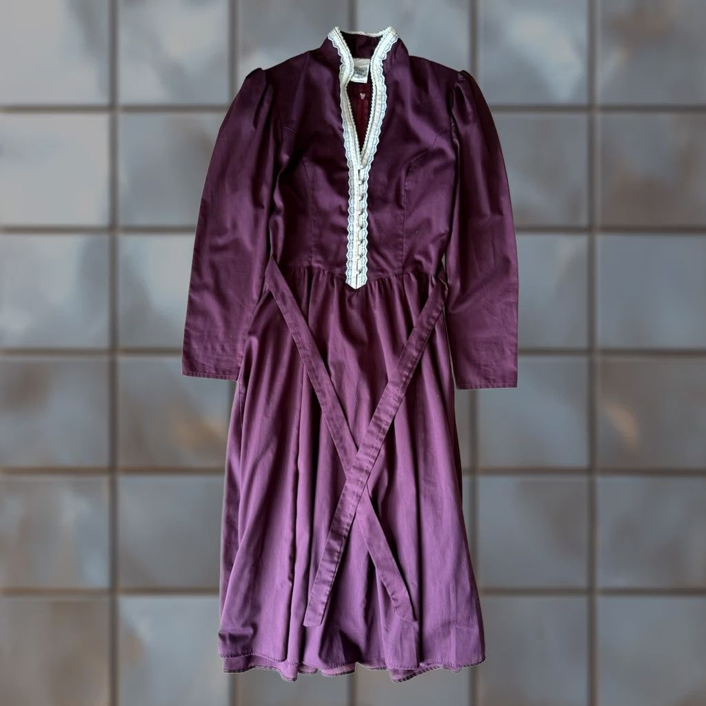 Vintage VINTAGE Gunne Sax Dress Women's Small Maroon Lace Taffeta 80s Boho Glam Size S / US 4 / IT 40 - 1 Thumbnail