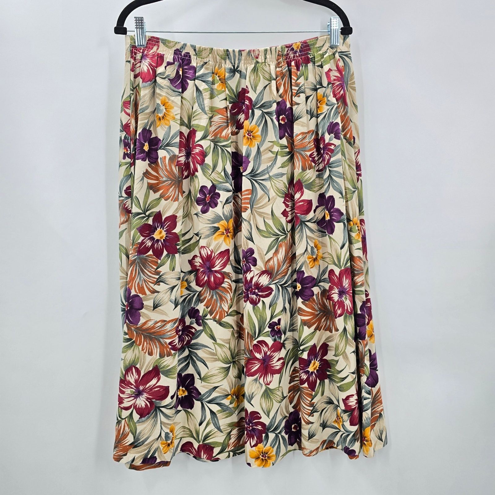 Other Alfred Dunner Brown Floral Midi Button Skirt Plus 18 Size 40" / US 18 - 2 Thumbnail