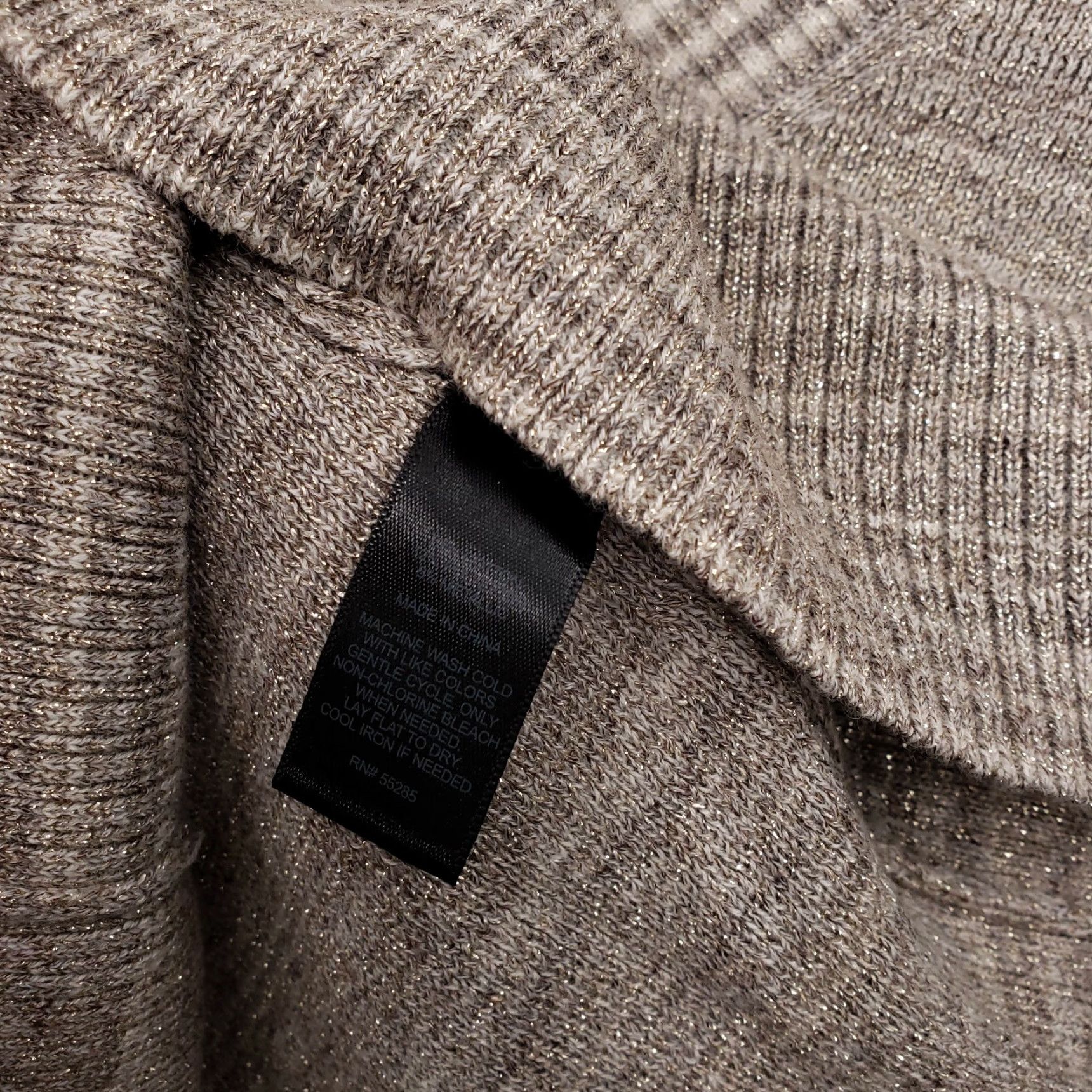 Express Express Sweater Womens M Beige Tunic V-Neck Long Sleeve Striped Cotton Blend Knit Comfort Casual Size M / US 6-8 / IT 42-44 - 4 Thumbnail