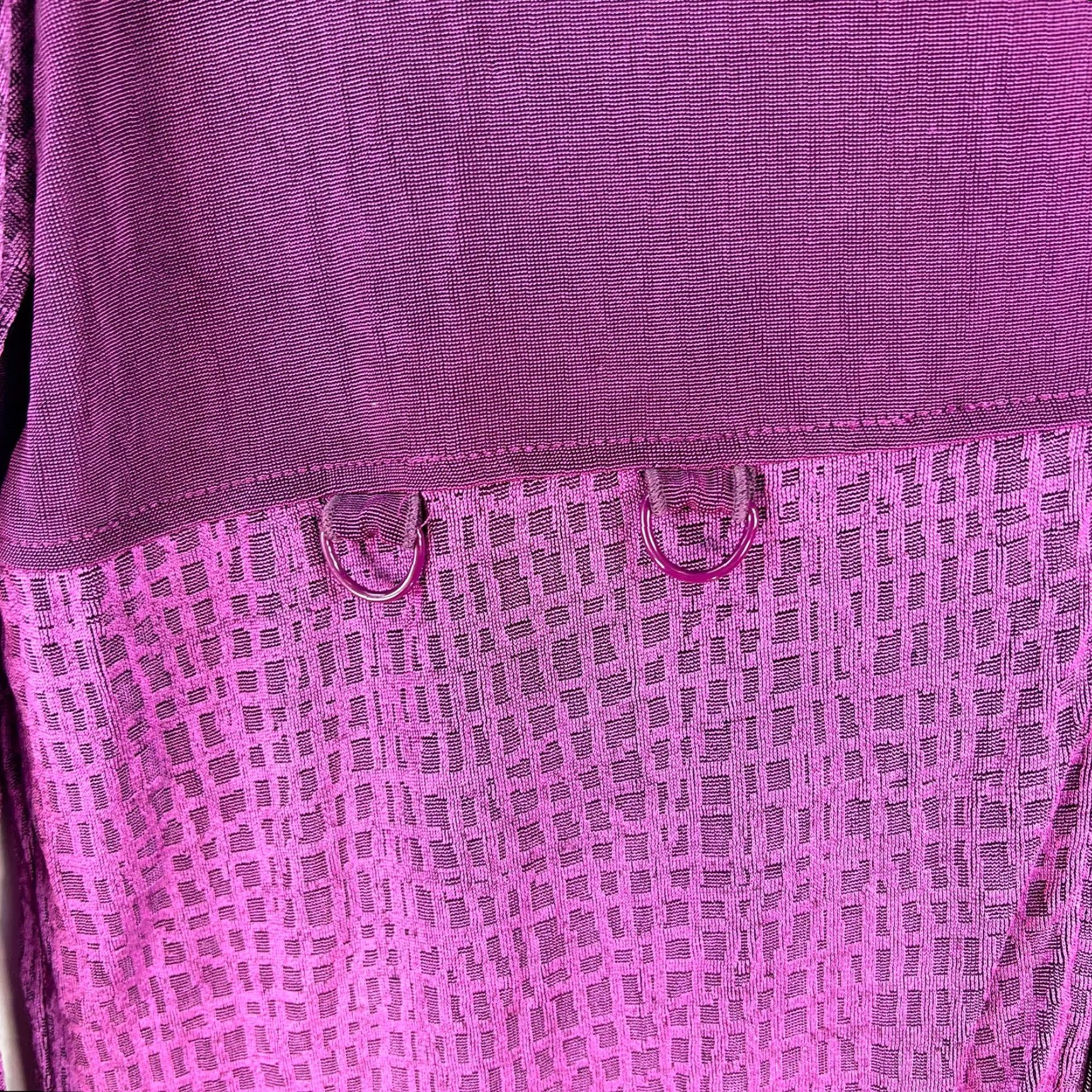 Vintage Picadilly Fashions Womens Blouse Collared Full Zip Long Sleeve Purple Sz L Knit 94% Acetate 6% Spandex Casual Size L / US 10 / IT 46 - 3 Thumbnail