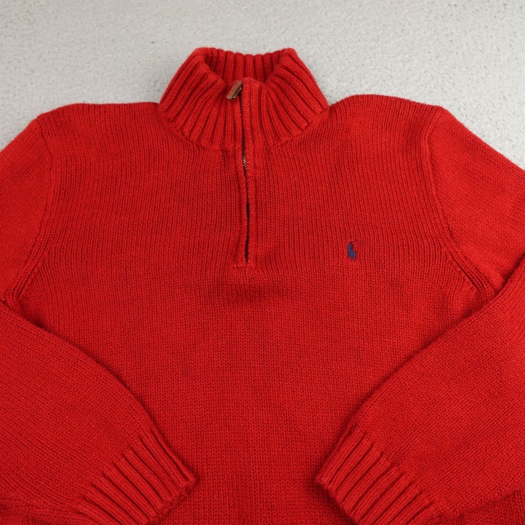 Polo Ralph Lauren VINTAGE Polo Ralph Lauren Sweater Mens XL Red 1/4 Zip Knit Pullover 90s Classic Preppy Size US XL / EU 56 / 4 - 3 Thumbnail