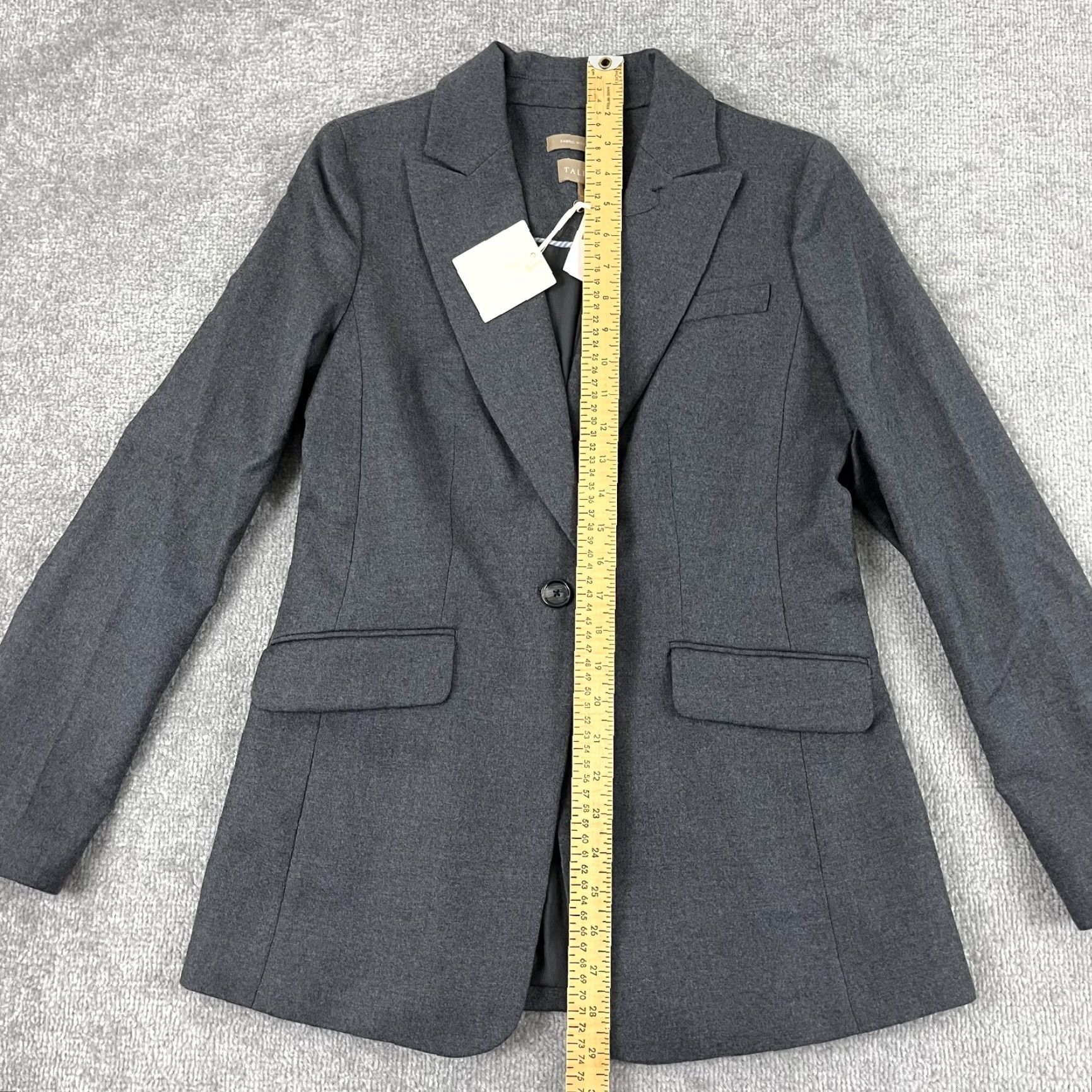 Talbots Talbots Blazer Jacket Womens Size 2 Gray Wool Notched 1-Button Woven Italy NEW Size XS / US 0-2 / IT 36-38 - 4 Thumbnail