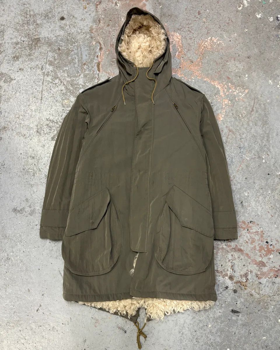 2000s Marc Jacobs Military Green Long Parka Fur Hooded Jacket