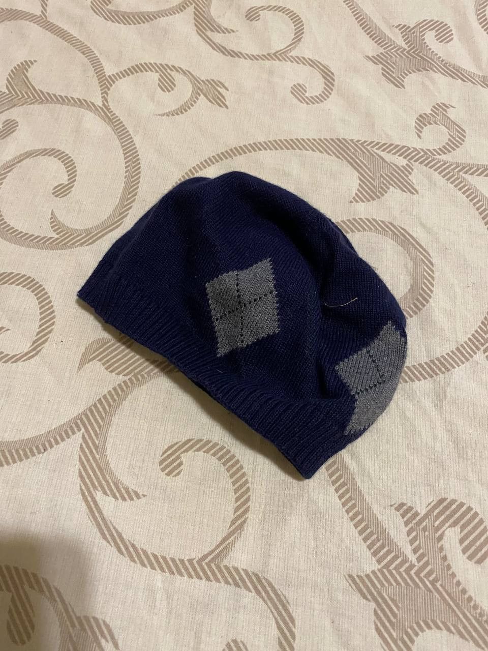 Dolce & Gabbana Dolce & Gabbana Argyle Knit Beanie Navy Size S Size ONE SIZE - 6 Thumbnail